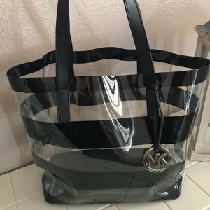 Michael Kors Clear/Black Stripe Tote!!!!